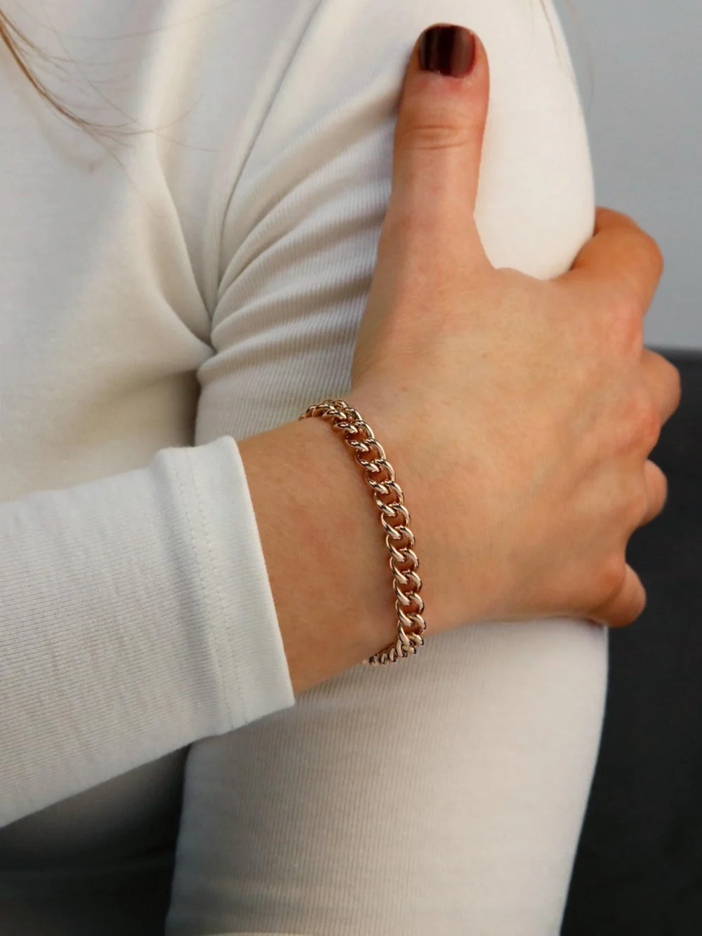 William May 9ct Rose Gold Albert Link Bracelet & Safety Chain, view 2