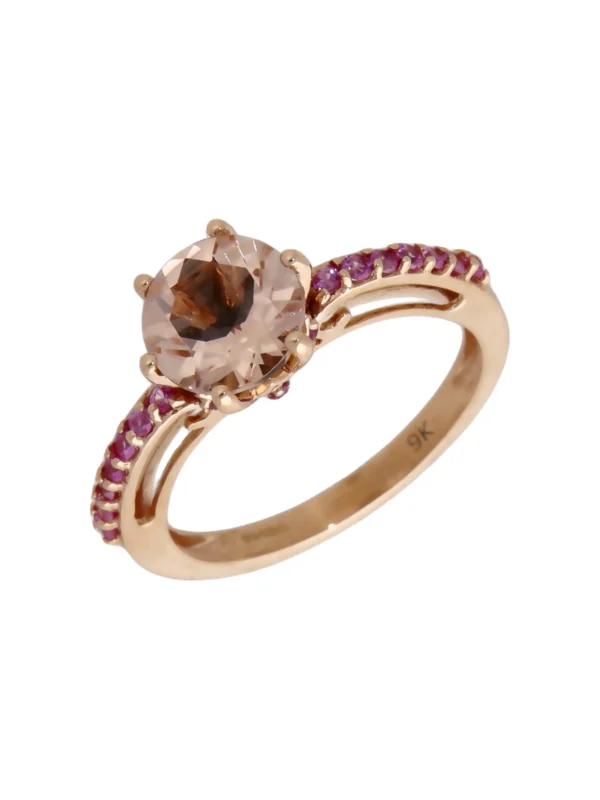 William May 9ct Rose Gold Morganite & Pink Topaz Dress Ring