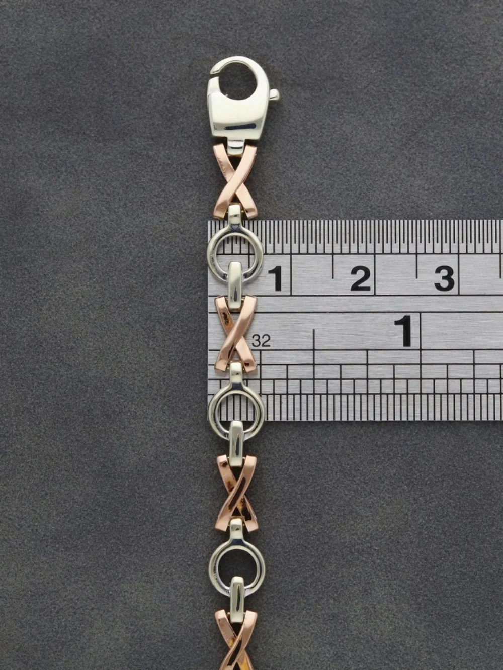 William May 9ct White & Rose Gold 7.5" Kiss Link Bracelet, view 2