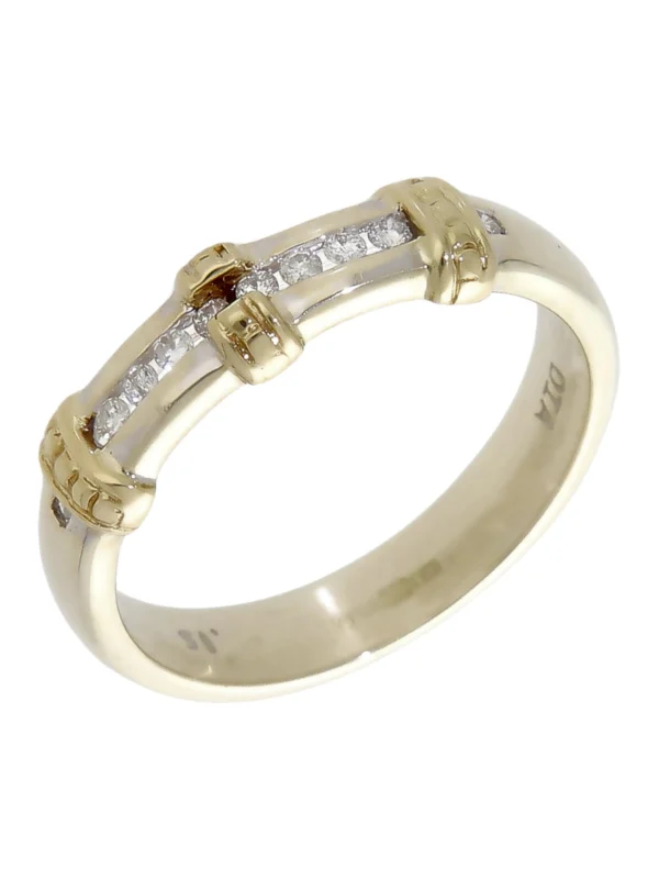William May 9ct White & Yellow Gold 0.15ct Diamond Set Band Ring
