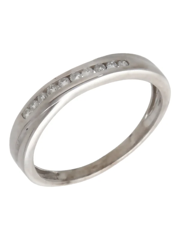 William May 9ct White Gold 0.10ct Diamond Crossover Twist Ring