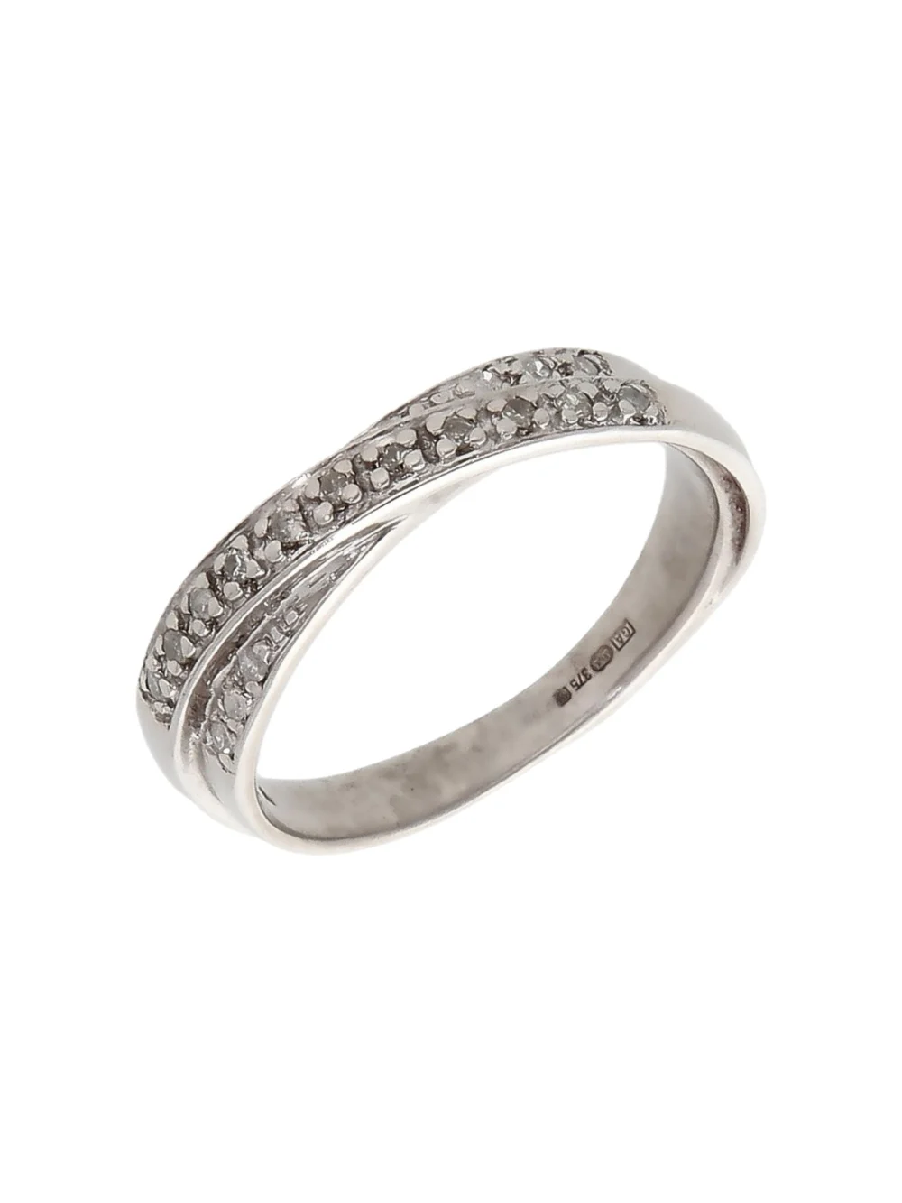 William May 9ct White Gold 0.10ct Diamond Crossover Wave Ring