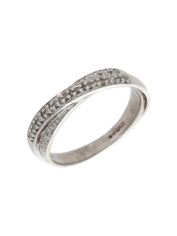 William May 9ct White Gold 0.10ct Diamond Crossover Wave Ring
