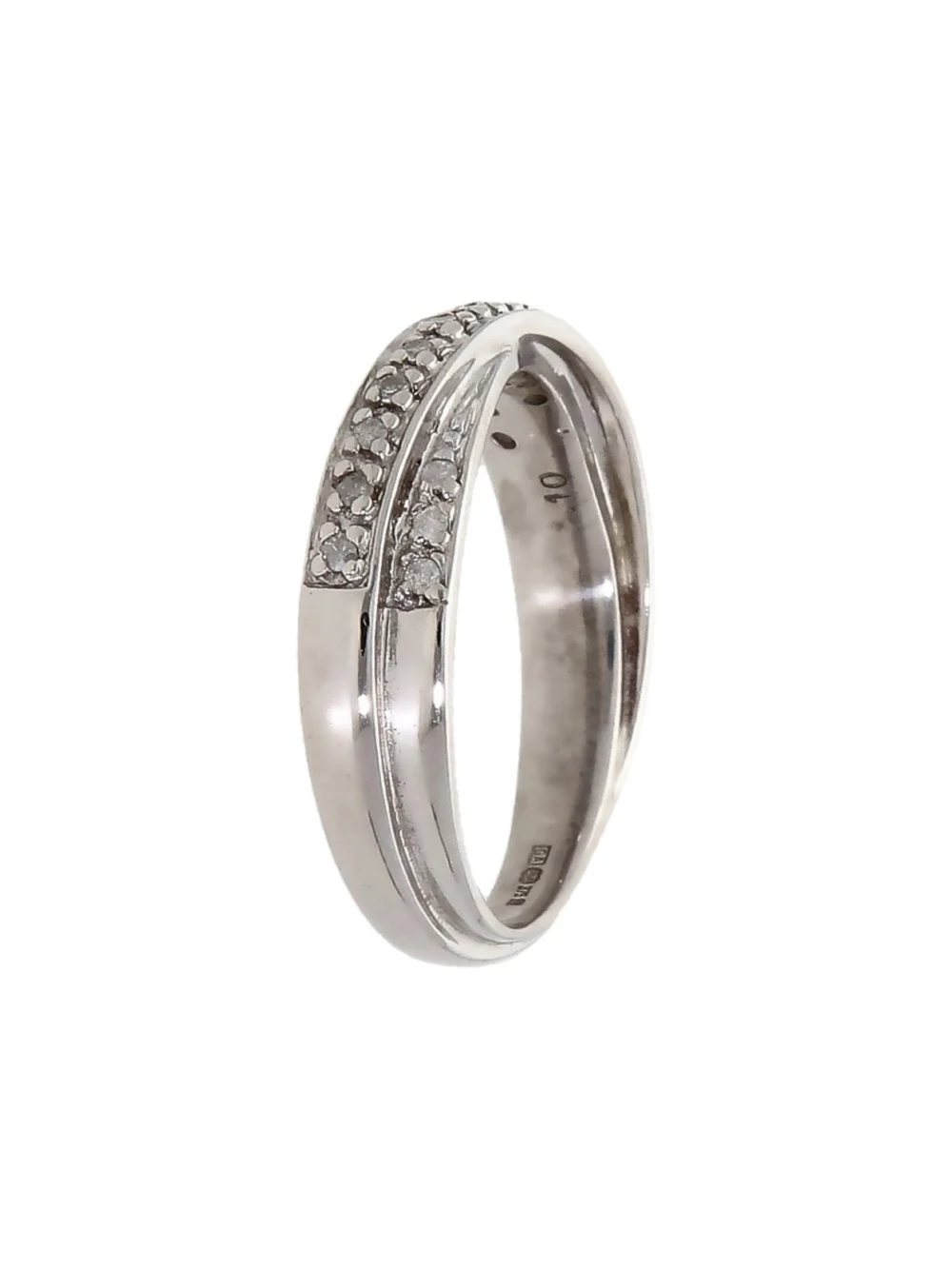William May 9ct White Gold 0.10ct Diamond Crossover Wave Ring, view 2