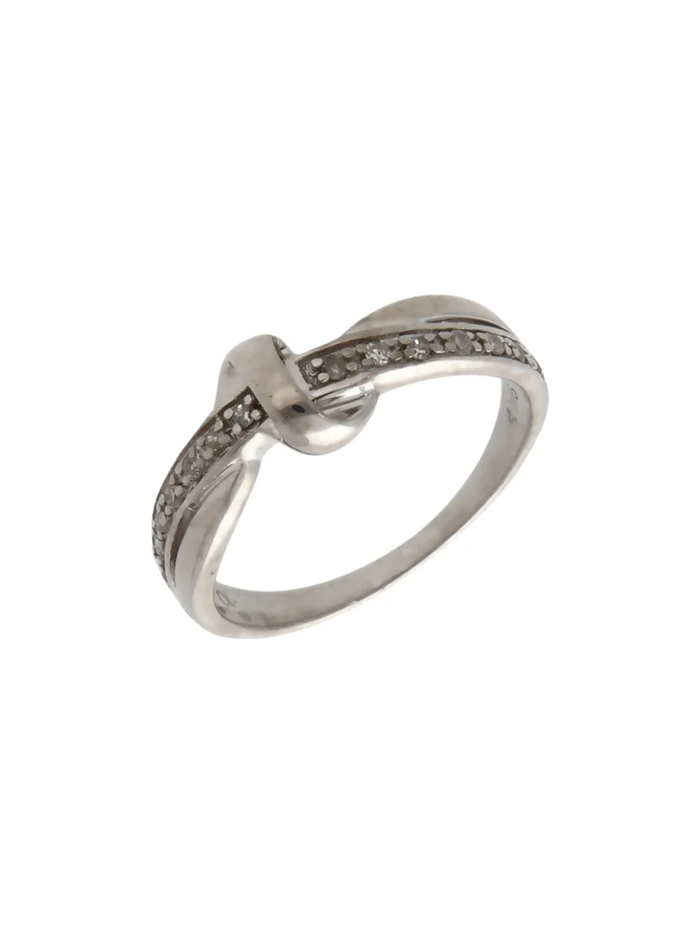 William May 9ct White Gold 0.10ct Diamond Set Wave Knot Ring