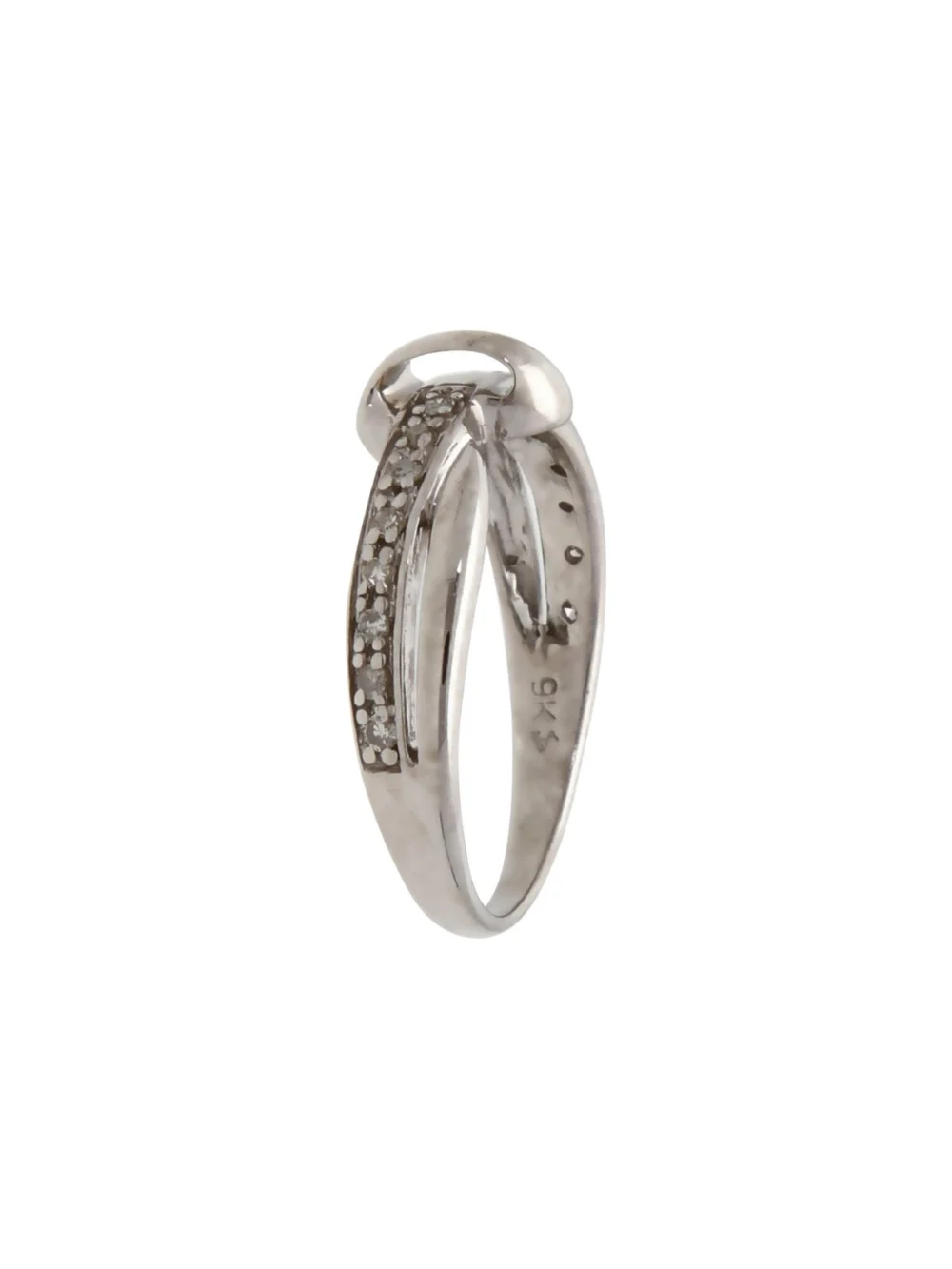 William May 9ct White Gold 0.10ct Diamond Set Wave Knot Ring, view 2