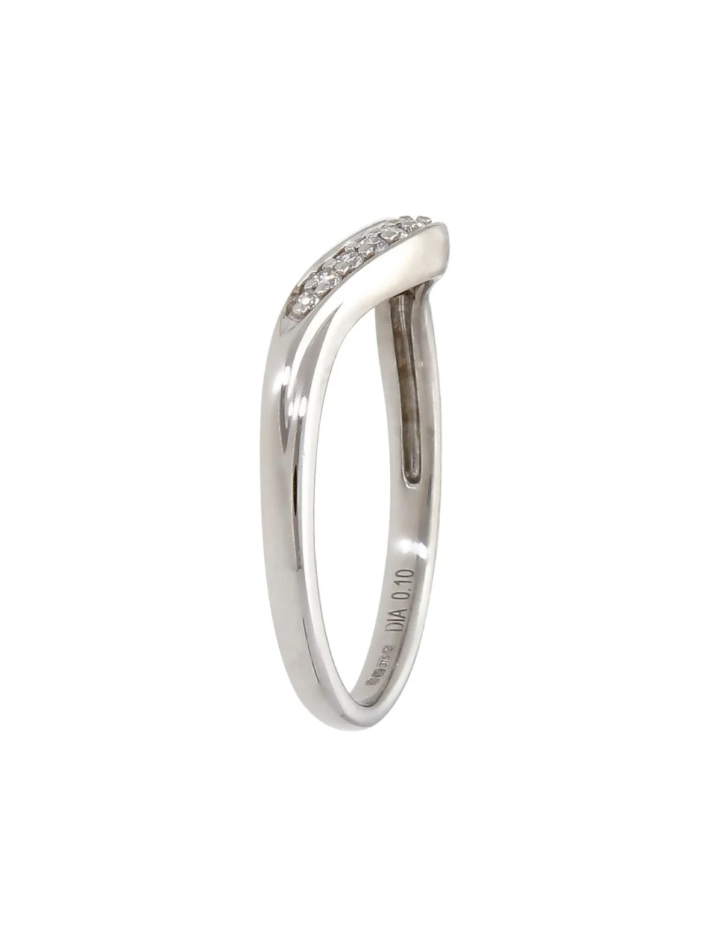 William May 9ct White Gold 0.10ct Diamond Set Wave Wishbone Ring, view 2