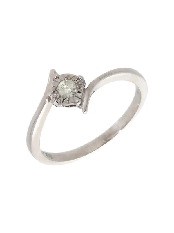 William May 9ct White Gold 0.10ct Diamond Solitaire Twist Ring