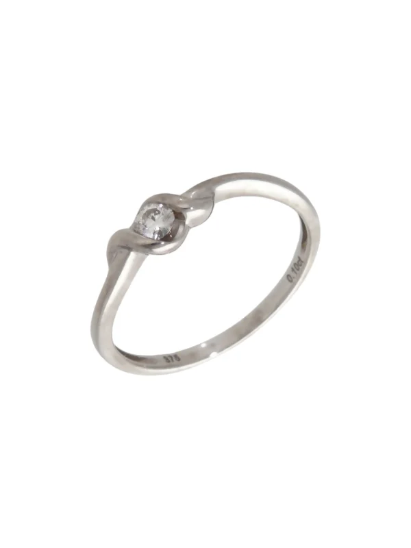 William May 9ct White Gold 0.10ct Diamond Solitaire Wave Ring