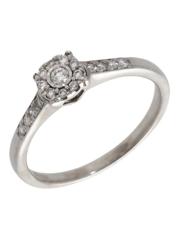 William May 9ct White Gold 0.15ct Diamond Cluster Ring