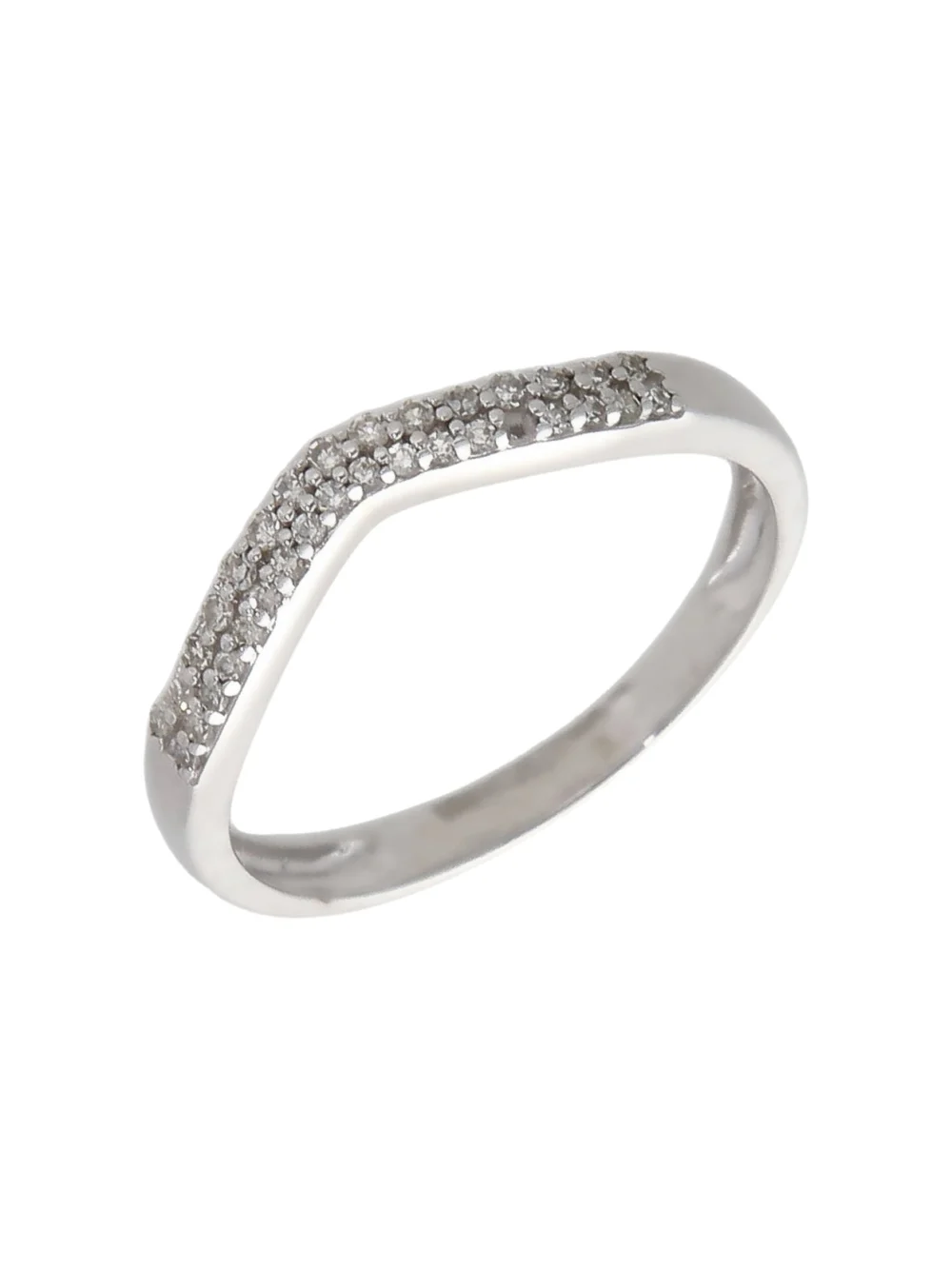 William May 9ct White Gold 0.15ct Diamond Half Wishbone Ring