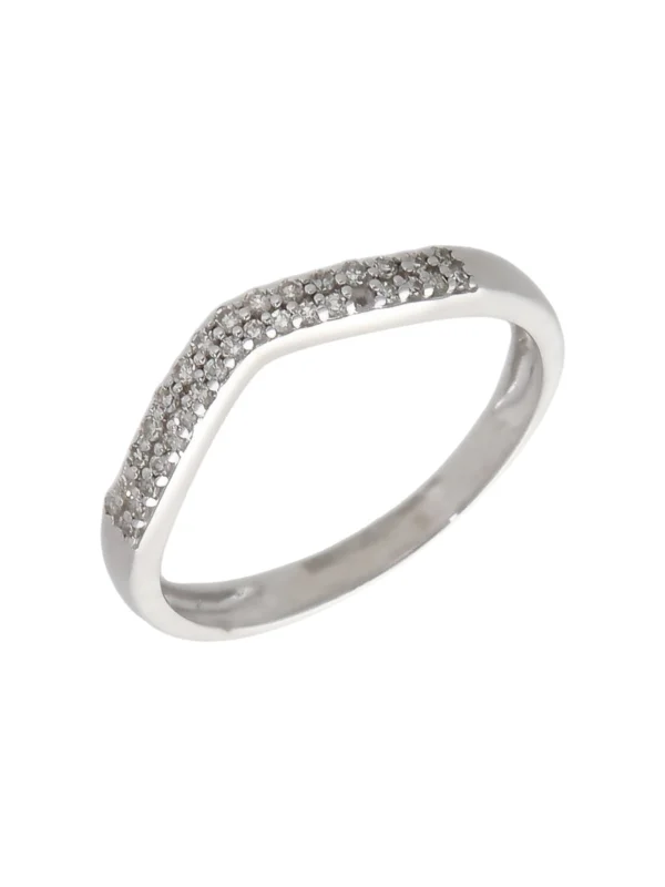 William May 9ct White Gold 0.15ct Diamond Half Wishbone Ring