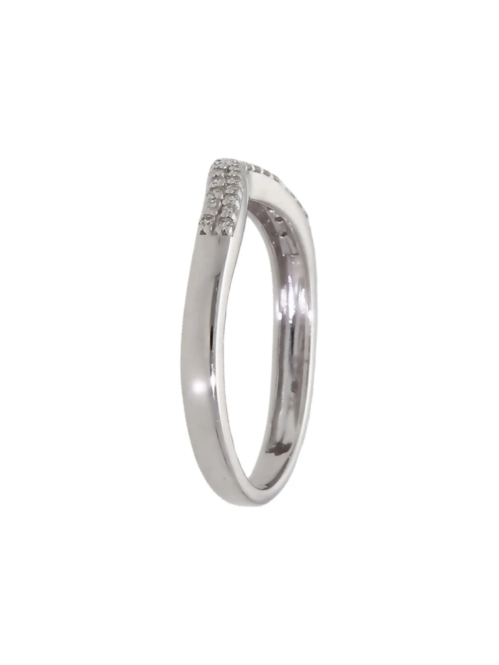 William May 9ct White Gold 0.15ct Diamond Half Wishbone Ring, view 2