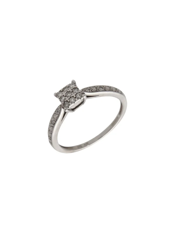 William May 9ct White Gold 0.15ct Diamond Square Cluster Ring