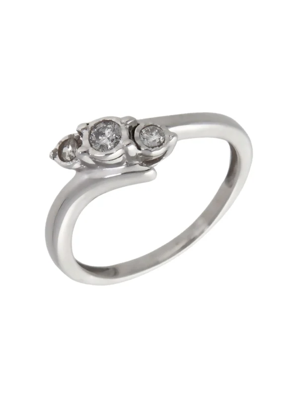 William May 9ct White Gold 0.15ct Diamond Trilogy Twist Ring