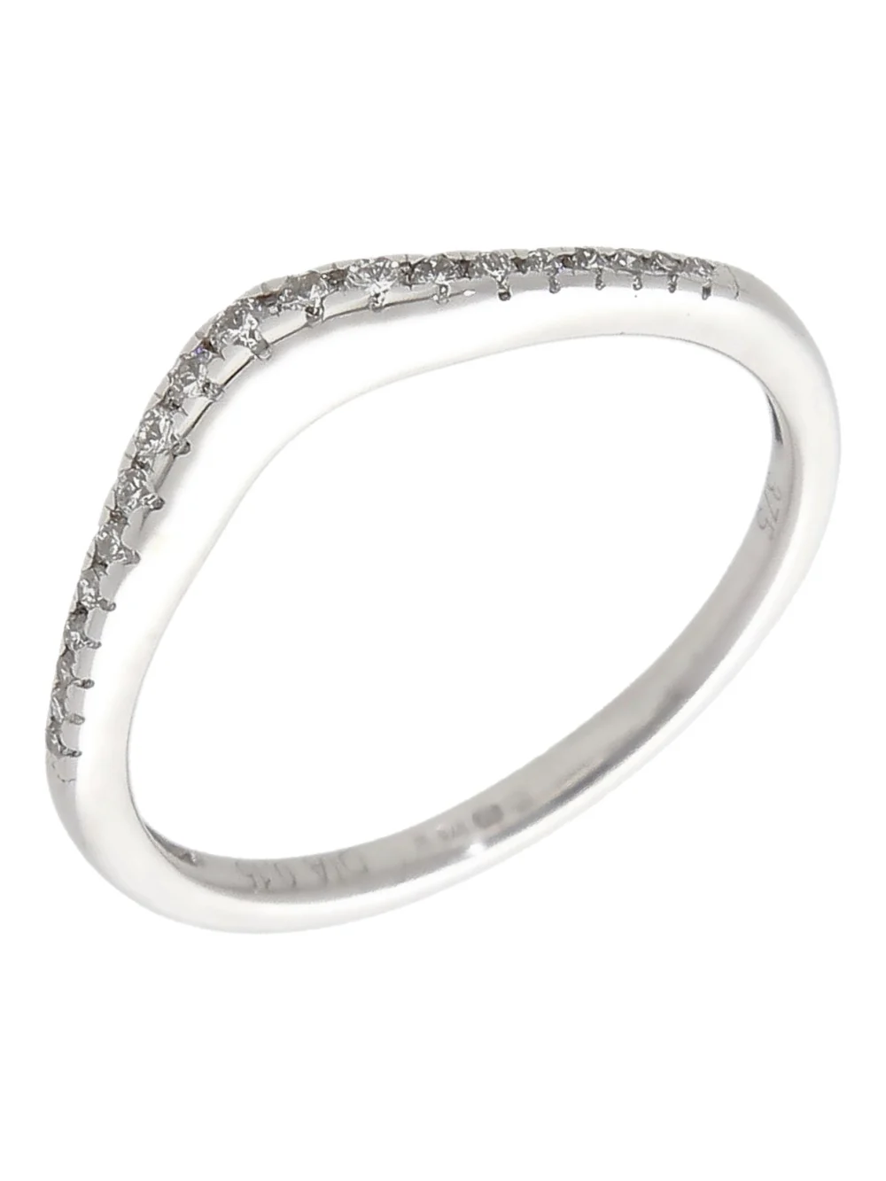 William May 9ct White Gold 0.15ct Diamond Wave Wishbone Ring