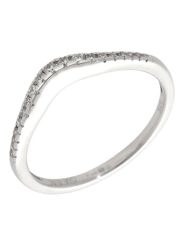 William May 9ct White Gold 0.15ct Diamond Wave Wishbone Ring
