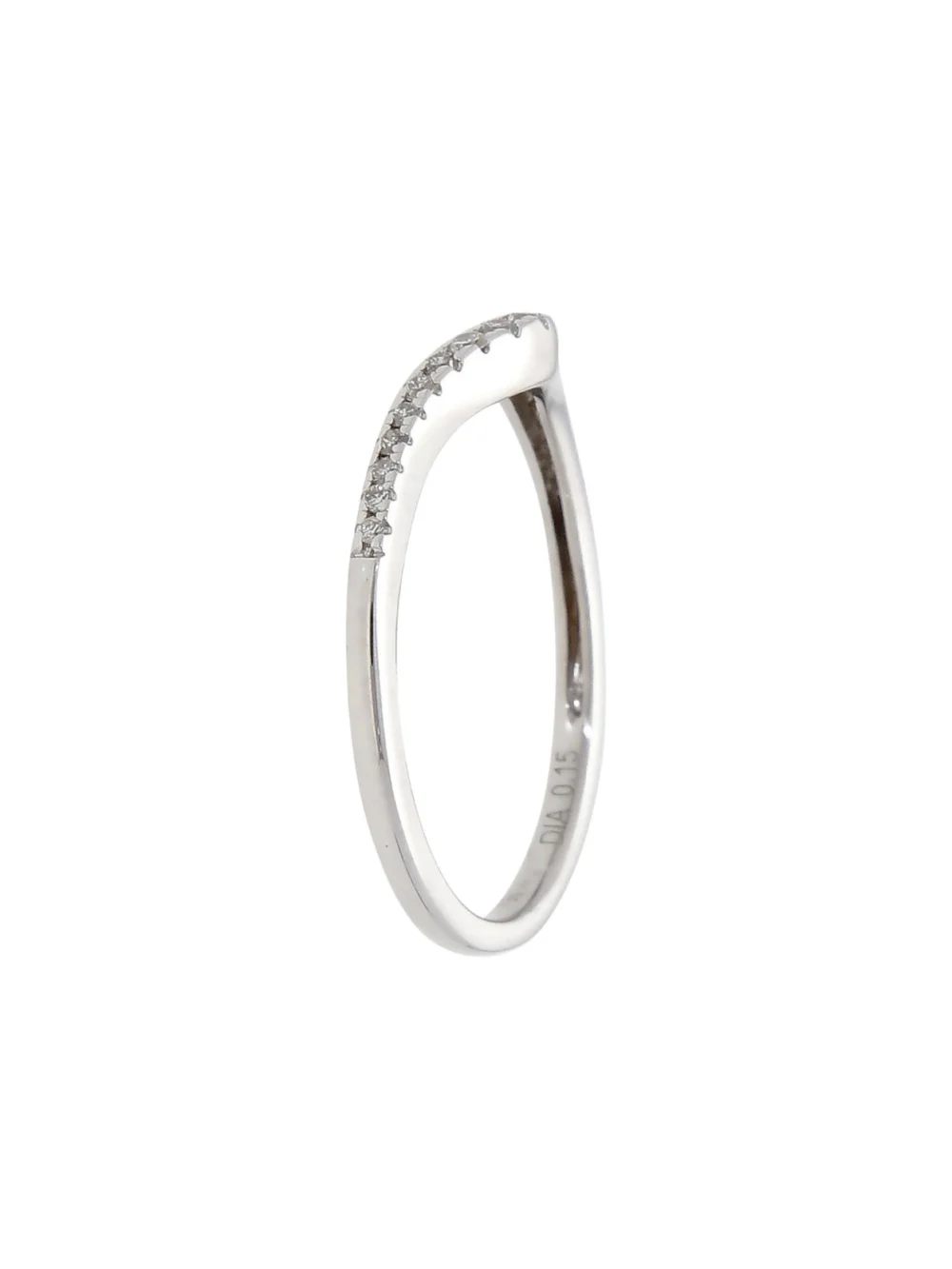 William May 9ct White Gold 0.15ct Diamond Wave Wishbone Ring, view 2