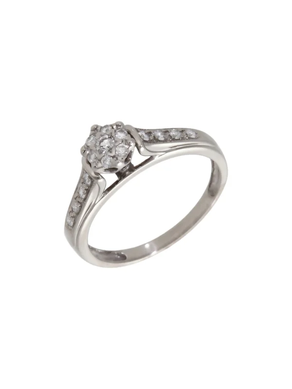 William May 9ct White Gold 0.195ct Diamond Cluster Ring