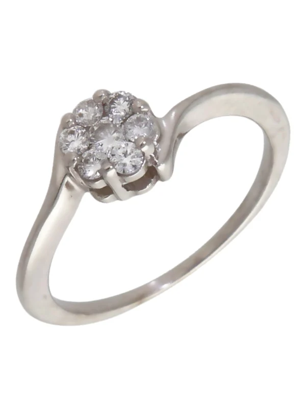 William May 9ct White Gold 0.20ct Diamond Cluster Twist Ring