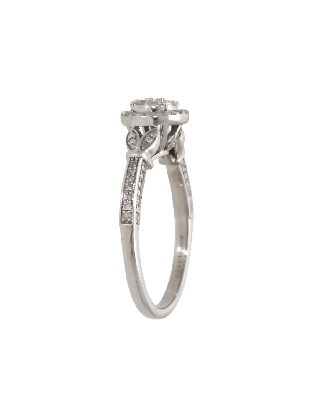 William May 9ct White Gold 0.25ct Diamond Cluster Ring, view 2