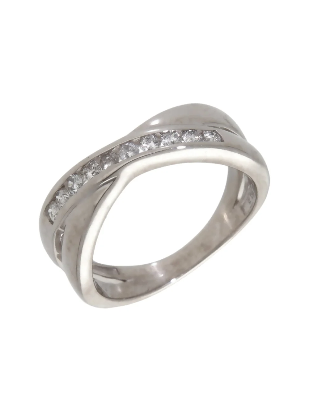 William May 9ct White Gold 0.25ct Diamond Crossover Band Ring