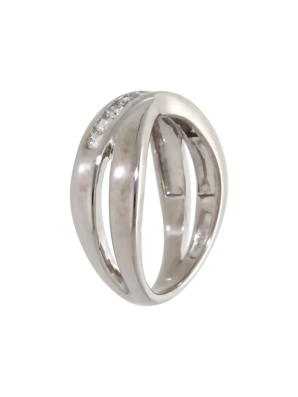 William May 9ct White Gold 0.25ct Diamond Crossover Band Ring, view 2