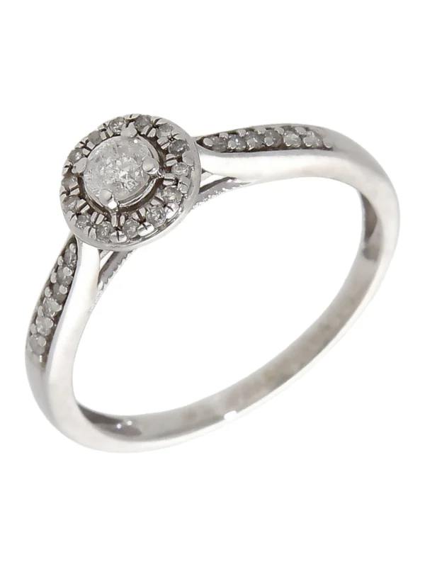 William May 9ct White Gold 0.25ct Diamond Halo Ring