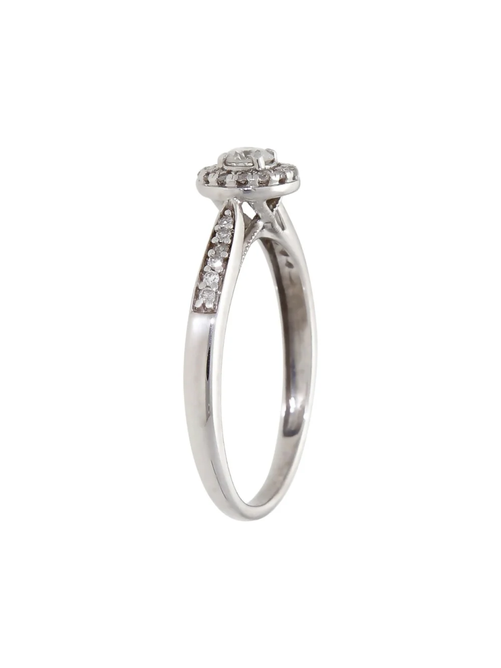 William May 9ct White Gold 0.25ct Diamond Halo Ring, view 2