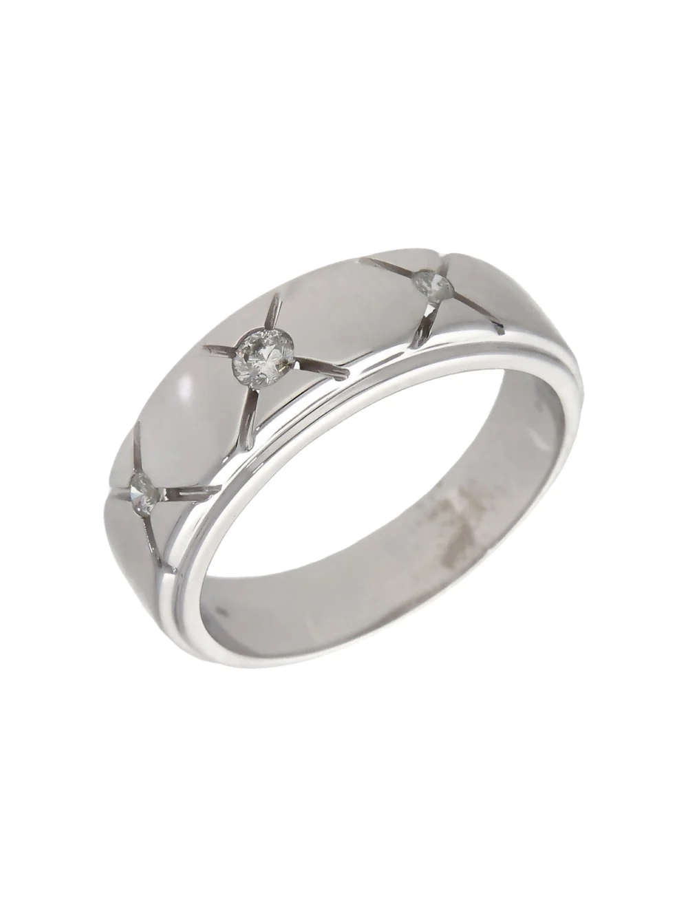 William May 9ct White Gold 0.25ct Diamond Set Cross Band Ring