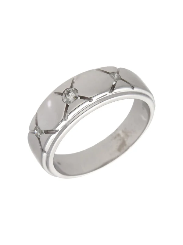 William May 9ct White Gold 0.25ct Diamond Set Cross Band Ring