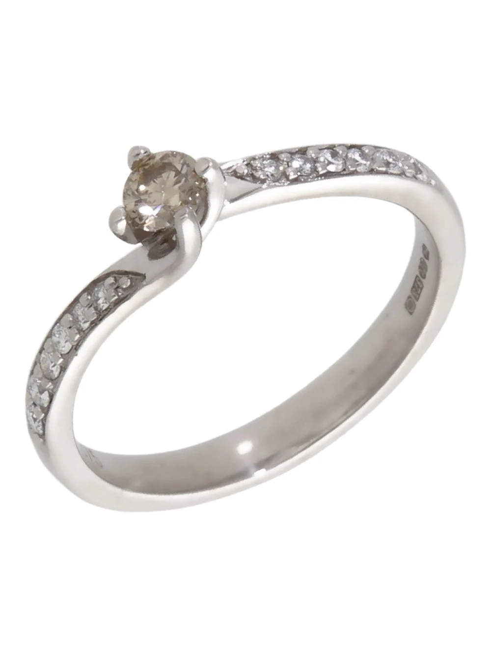 William May 9ct White Gold 0.25ct Diamond Solitaire Twist Ring
