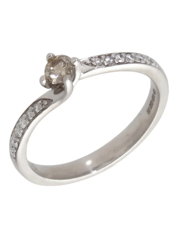 William May 9ct White Gold 0.25ct Diamond Solitaire Twist Ring