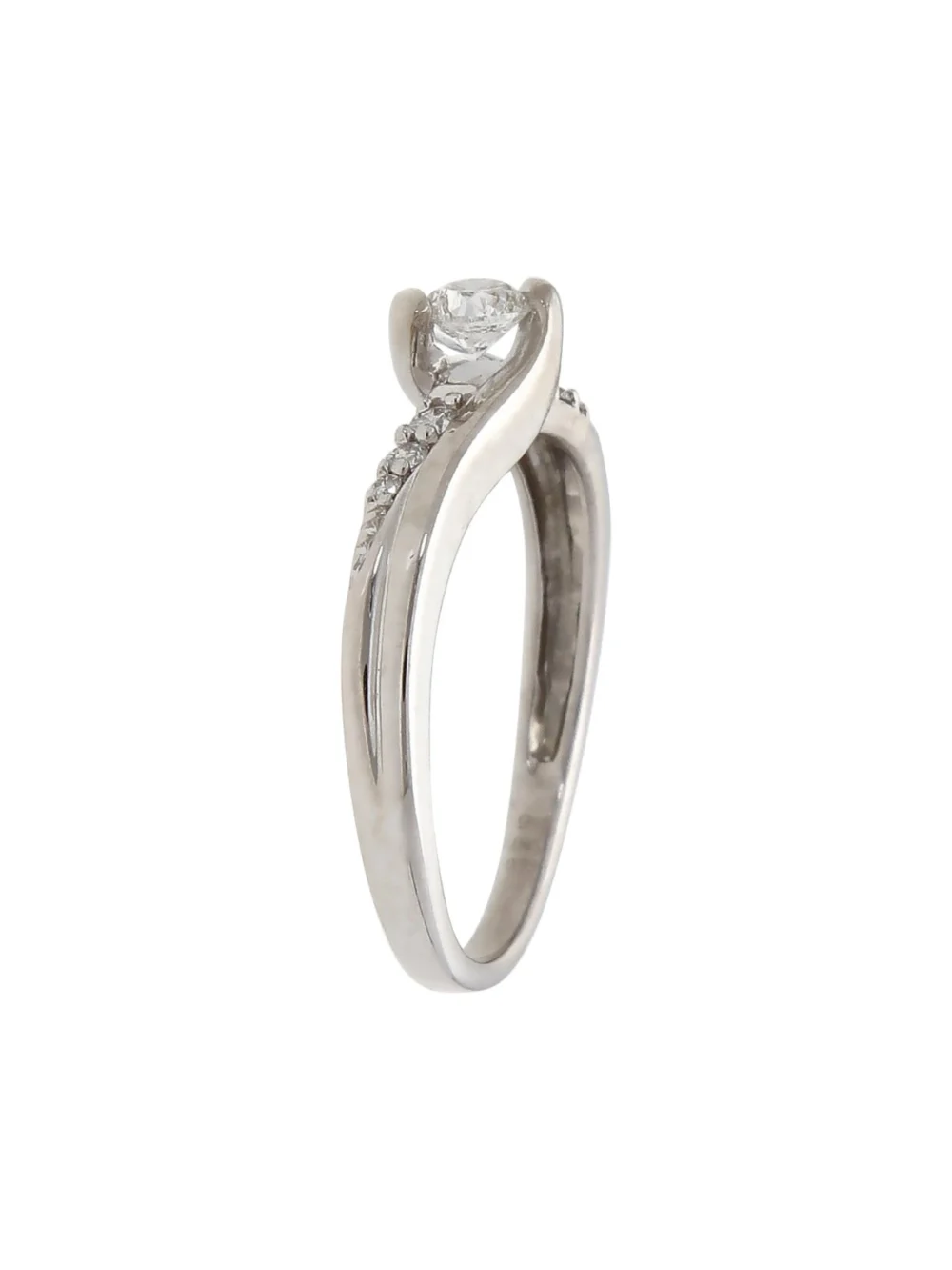 William May 9ct White Gold 0.25ct Diamond Solitaire Twist Ring, view 2