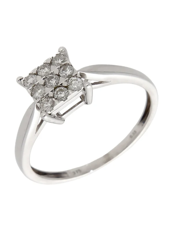 William May 9ct White Gold 0.33ct Diamond Square Cluster Ring