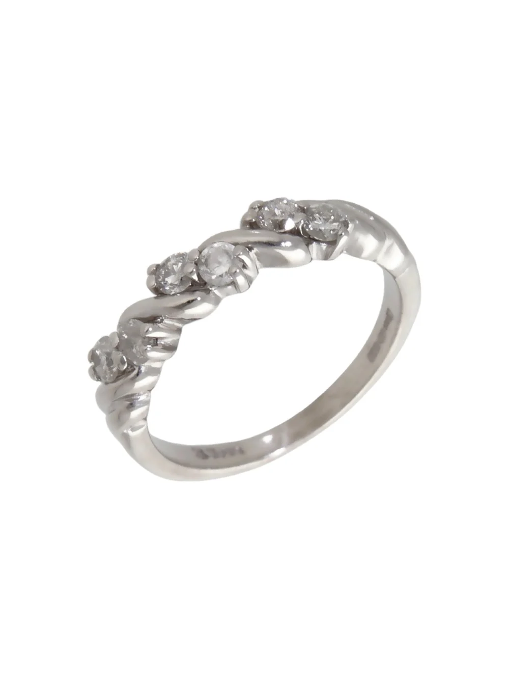 William May 9ct White Gold 0.33ct Diamond Twist Wave Ring