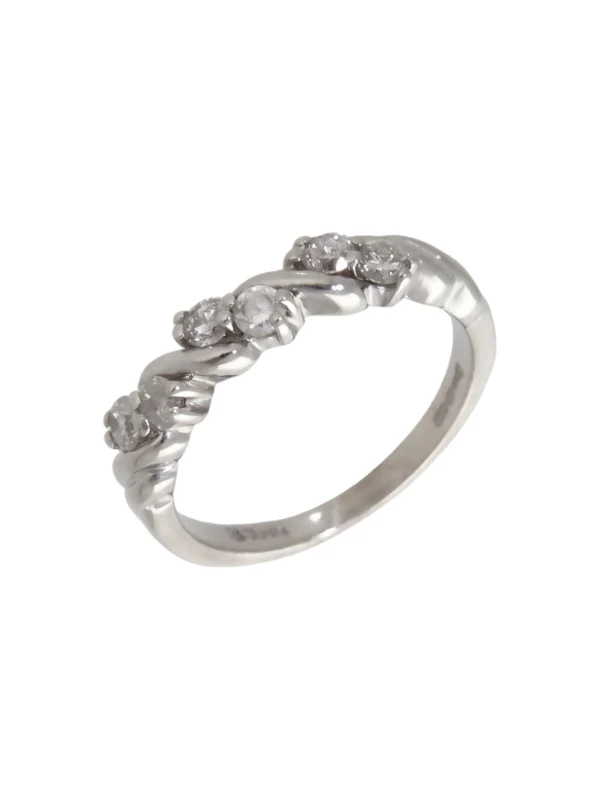 William May 9ct White Gold 0.33ct Diamond Twist Wave Ring