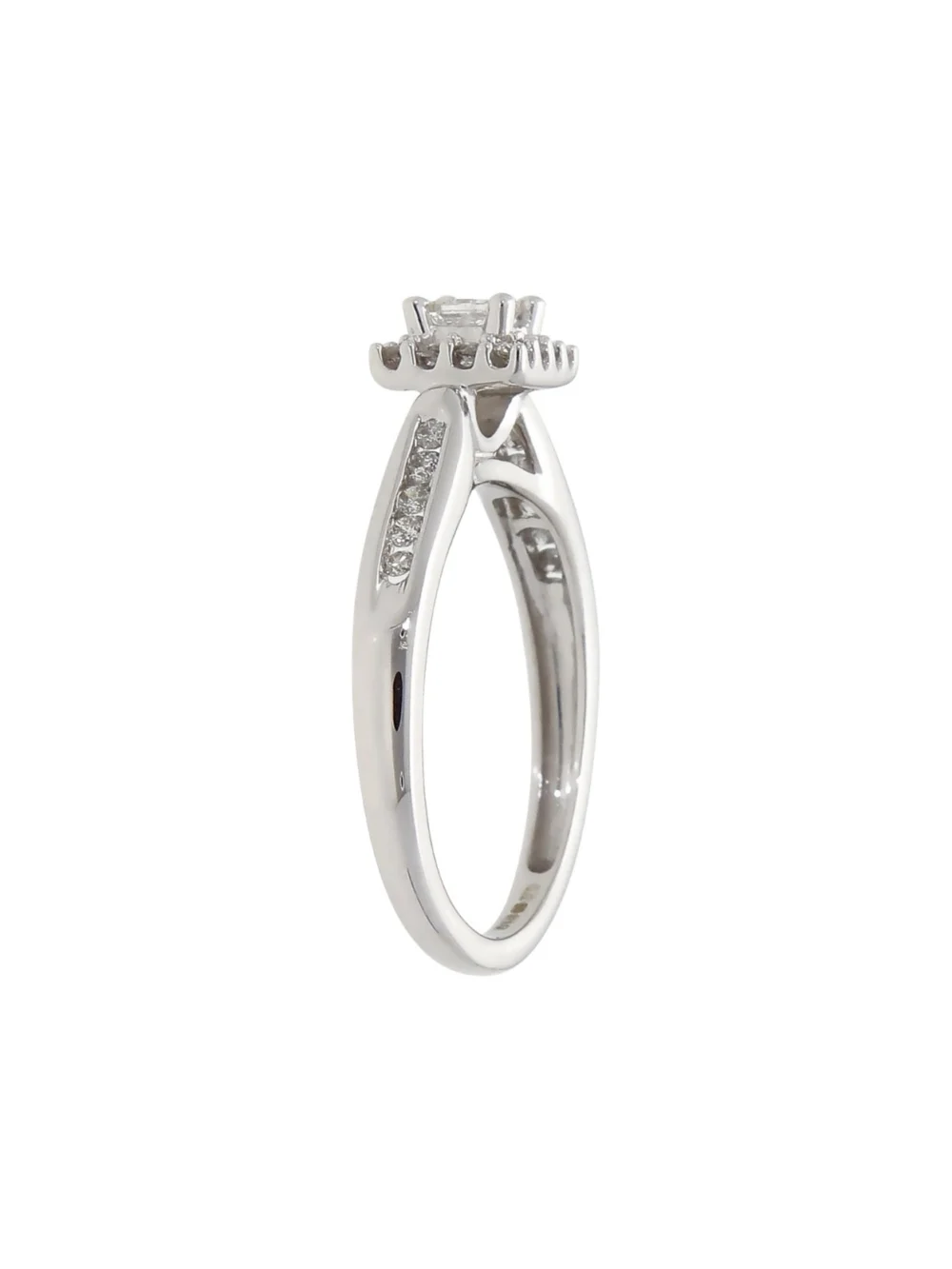 William May 9ct White Gold 0.33ct Princess Cut Diamond Halo Ring, view 2