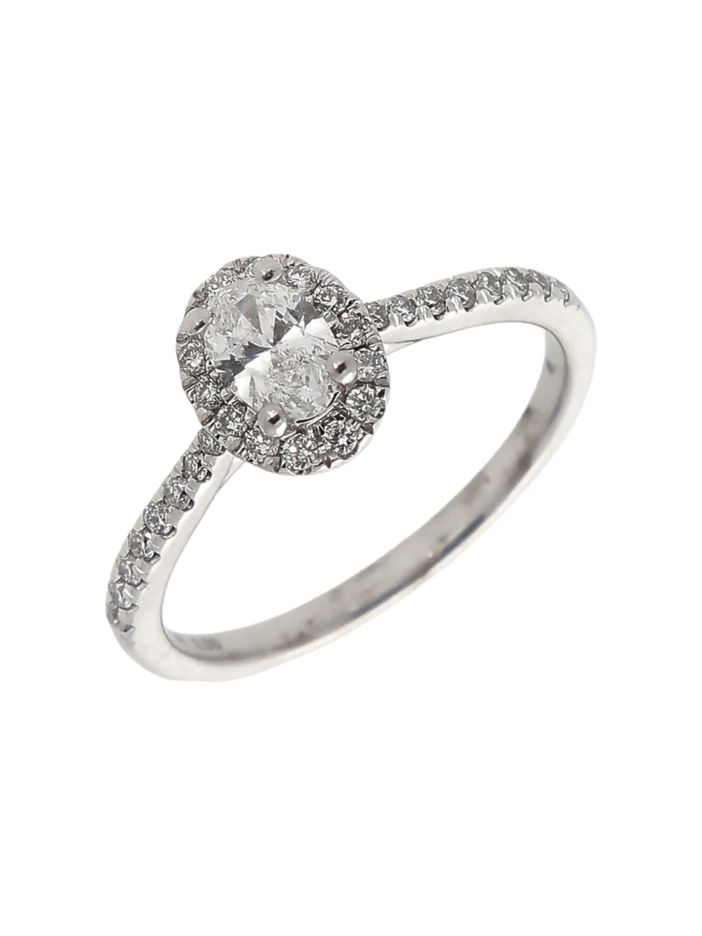 William May 9ct White Gold 0.50 Carat Oval Diamond Halo Ring
