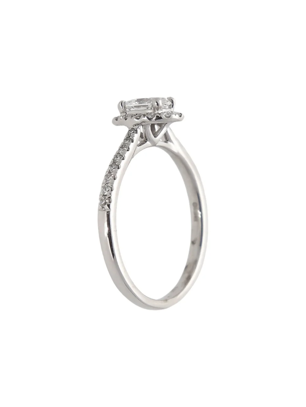 William May 9ct White Gold 0.50 Carat Oval Diamond Halo Ring, view 2
