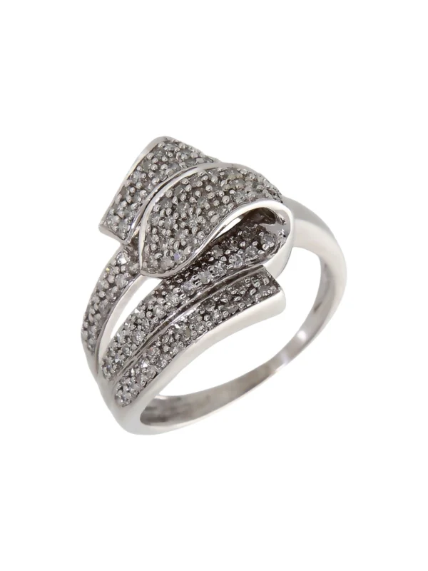 William May 9ct White Gold 0.50ct Diamond Wave Dress Ring