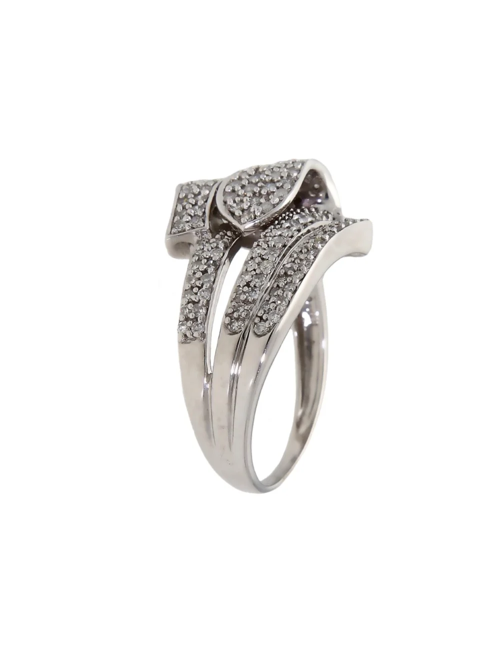 William May 9ct White Gold 0.50ct Diamond Wave Dress Ring, view 2