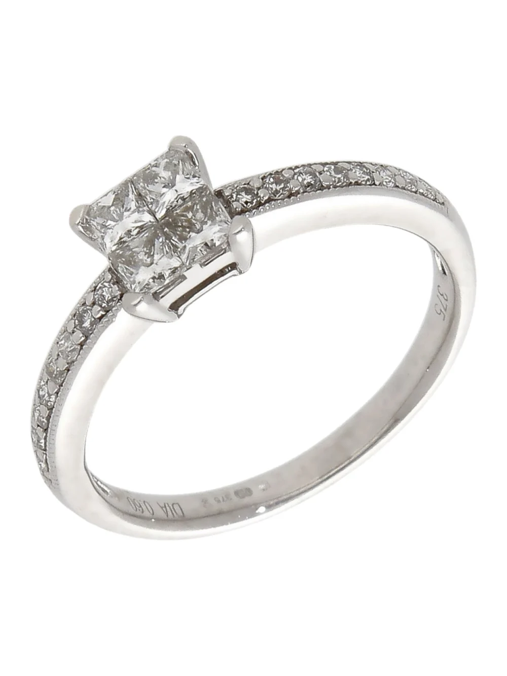 William May 9ct White Gold 0.60ct Mixed Cut Diamond Cluster Ring