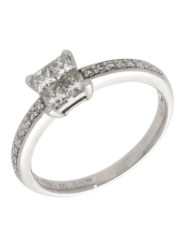 William May 9ct White Gold 0.60ct Mixed Cut Diamond Cluster Ring