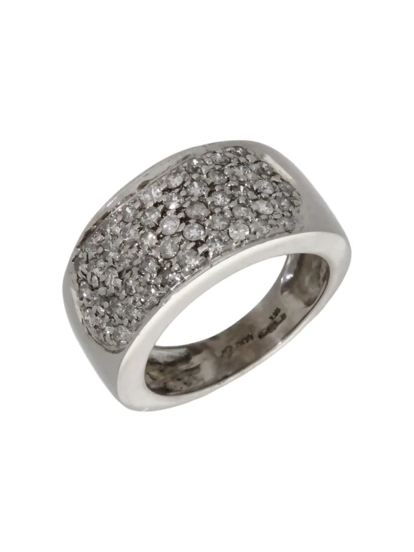 William May 9ct White Gold 1.00ct Diamond Wide Domed Band Ring
