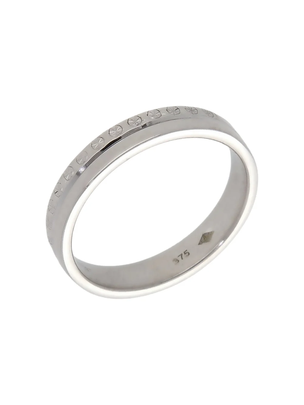 William May 9ct White Gold 3.5mm Half Engraved Wedding Band Ring