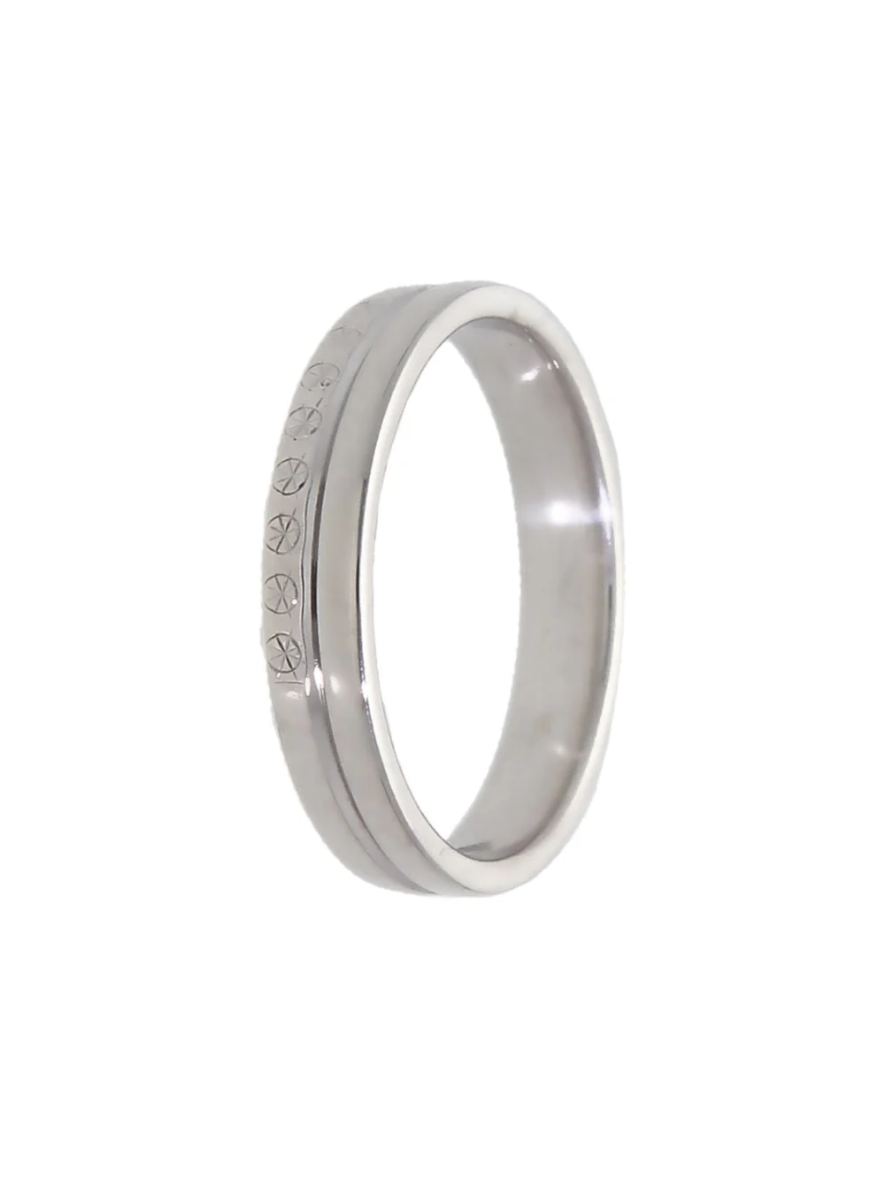 William May 9ct White Gold 3.5mm Half Engraved Wedding Band Ring, view 2
