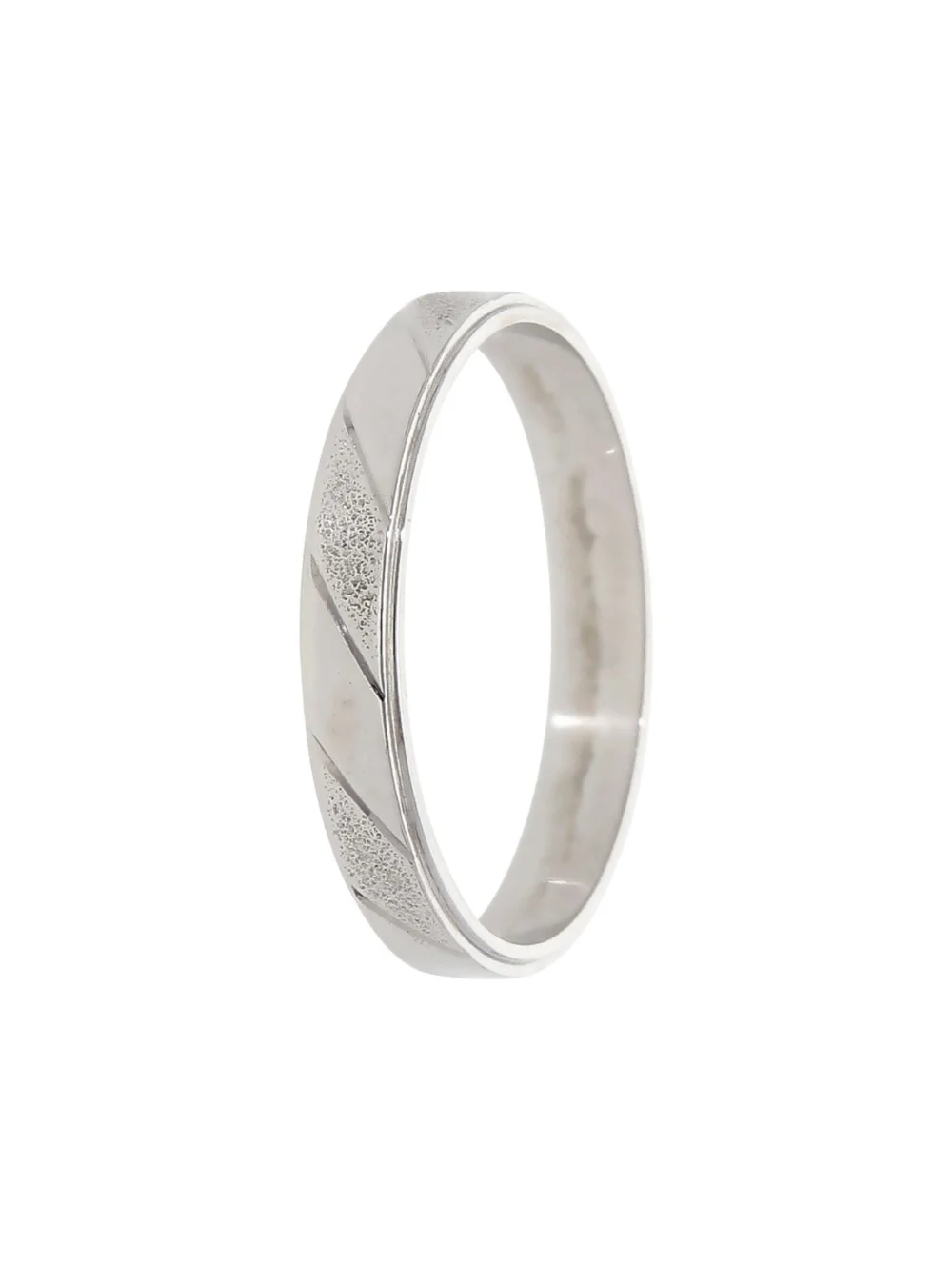 William May 9ct White Gold 3mm Patterned Wedding Band Ring, view 2