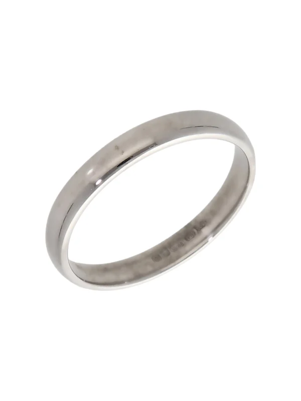 William May 9ct White Gold 3mm Wedding Band Ring