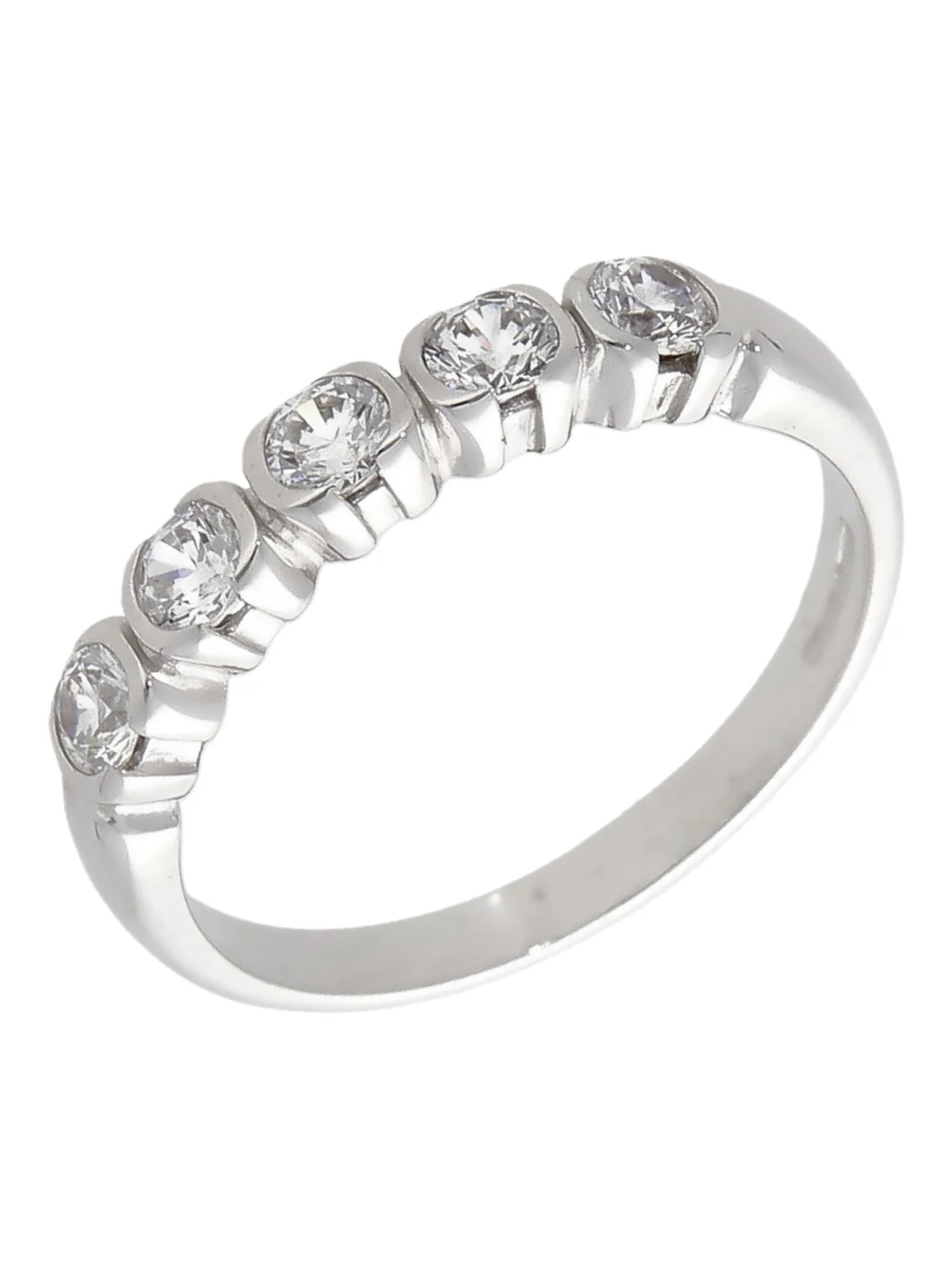 William May 9ct White Gold 5 Stone Cubic Zirconia Eternity Ring